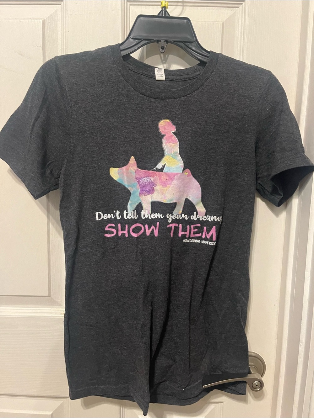 Kids Charcoal Graphic Tee with Pastel Rider and Dog